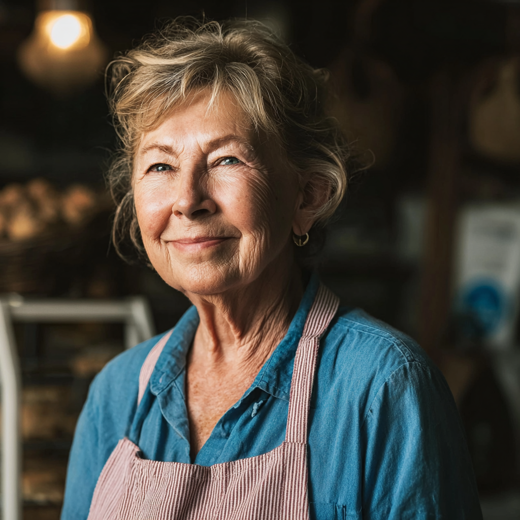 Une gentille grand-mère dans une boulangerie | Source : Midjourney