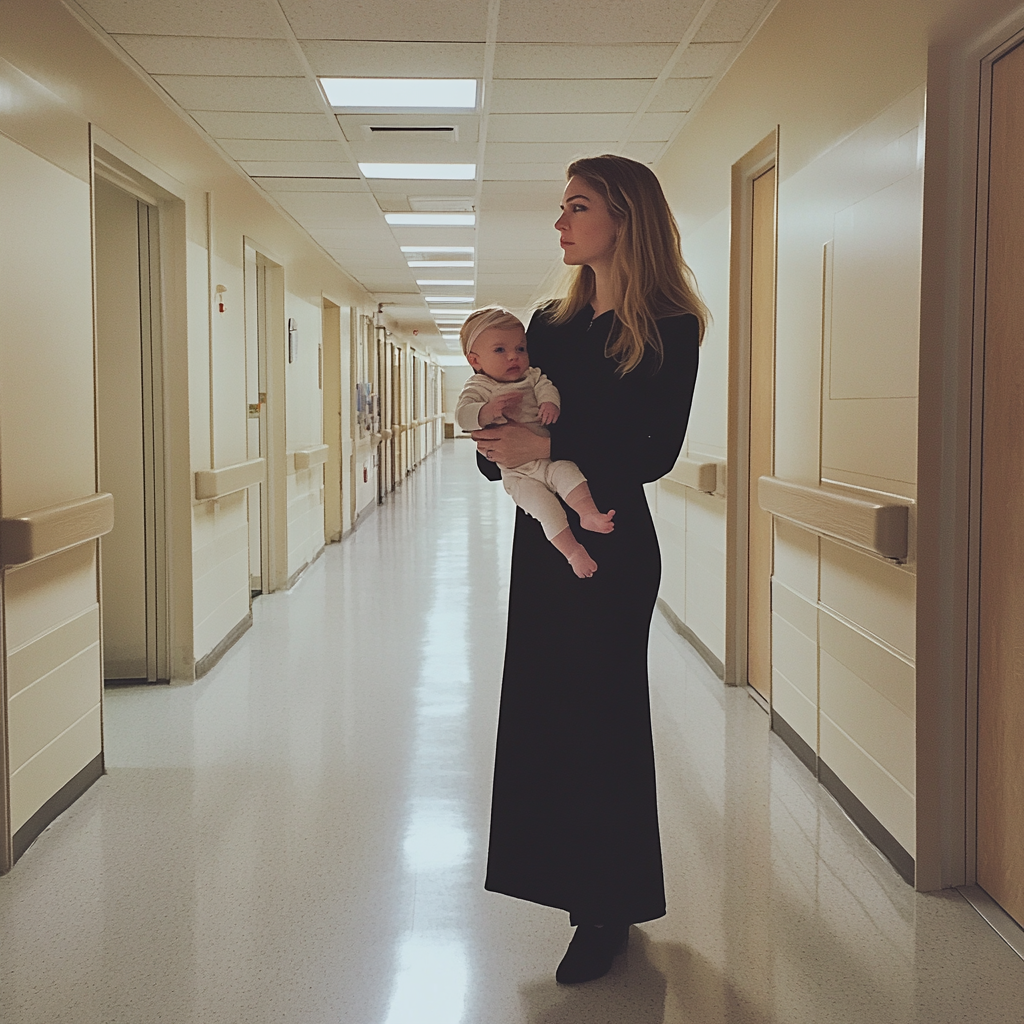 Une femme debout dans un hôpital | Source : Midjourney