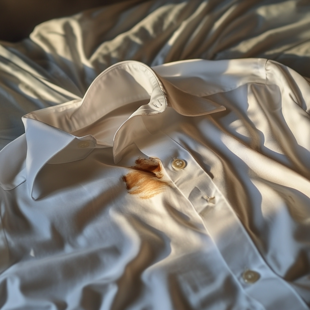 Une chemise avec une tache de chocolat | Source : Midjourney