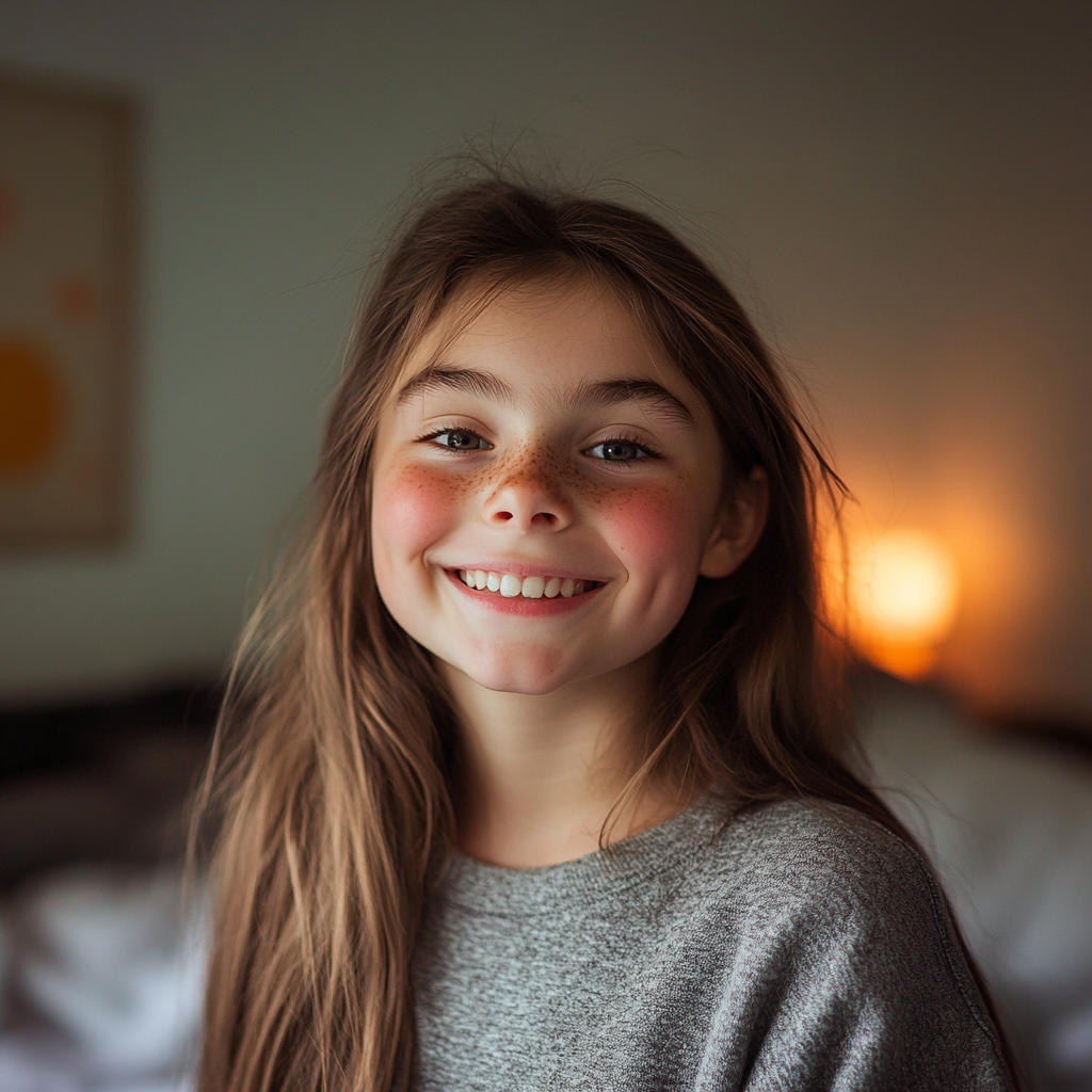 Une jeune fille souriant triomphalement | Source : Midjourney