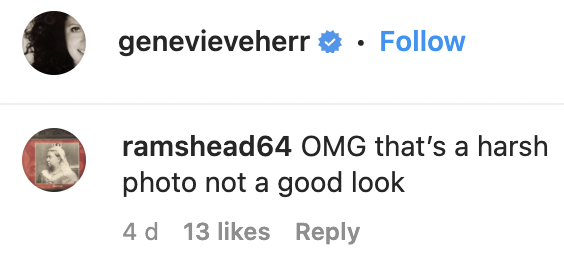 Commentaire d'un fan sur le post de Genevieve Herr montrant Julia Roberts en tant qu'égérie de Chopard le 16 mars 2023. | Source : Instagram/genevieveherr