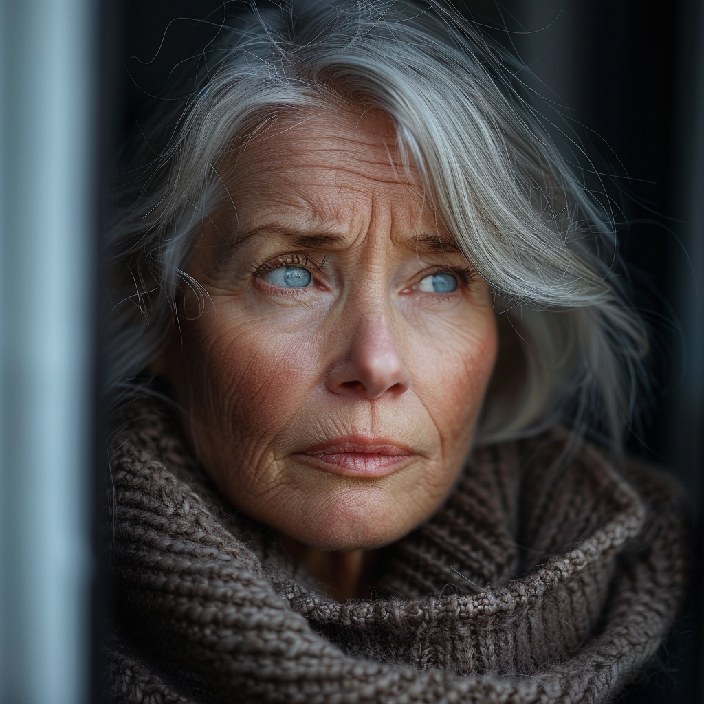 Une femme d'âge moyen triste et solitaire | Source : Midjourney