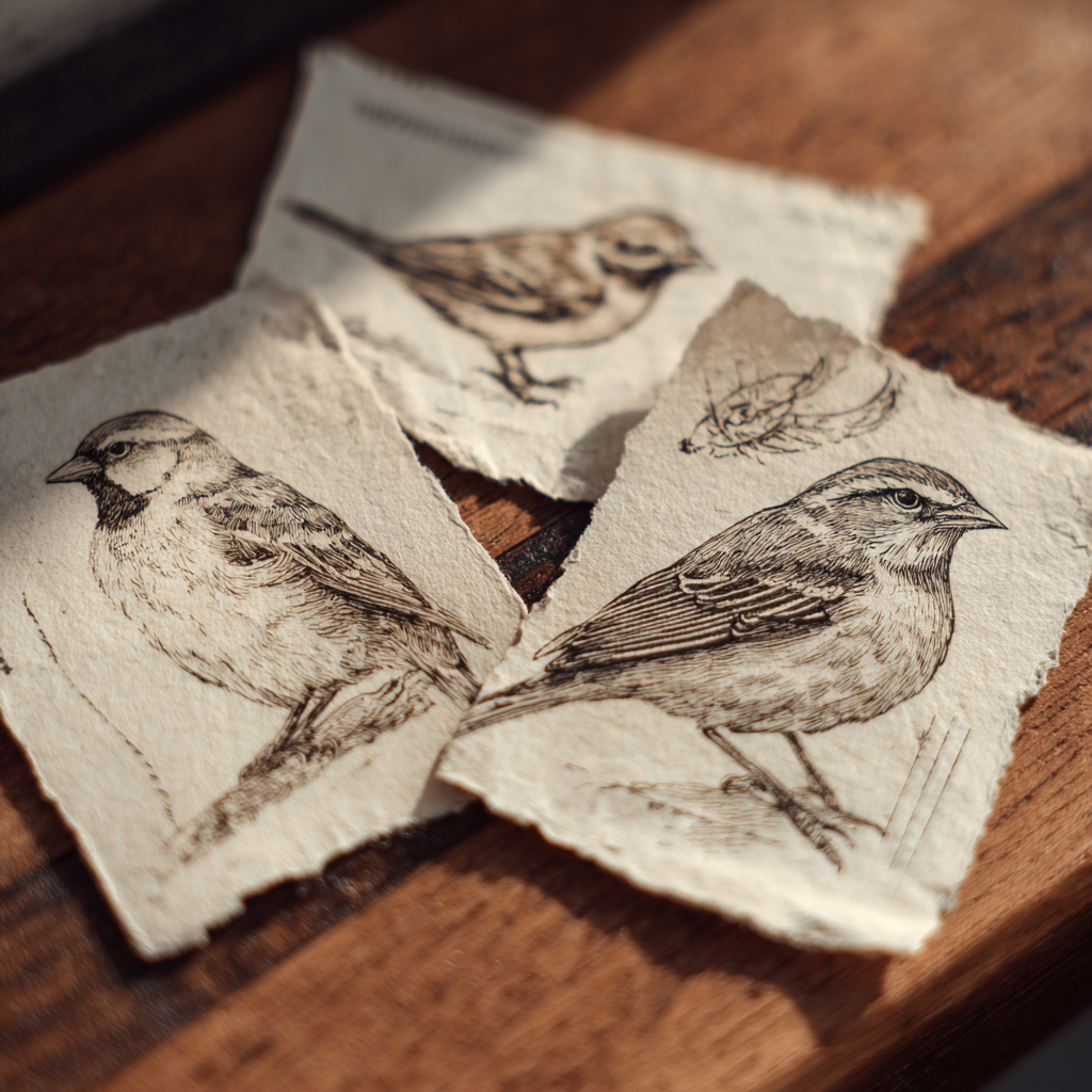 Dessins d'oiseaux sur papier | Source : Midjourney