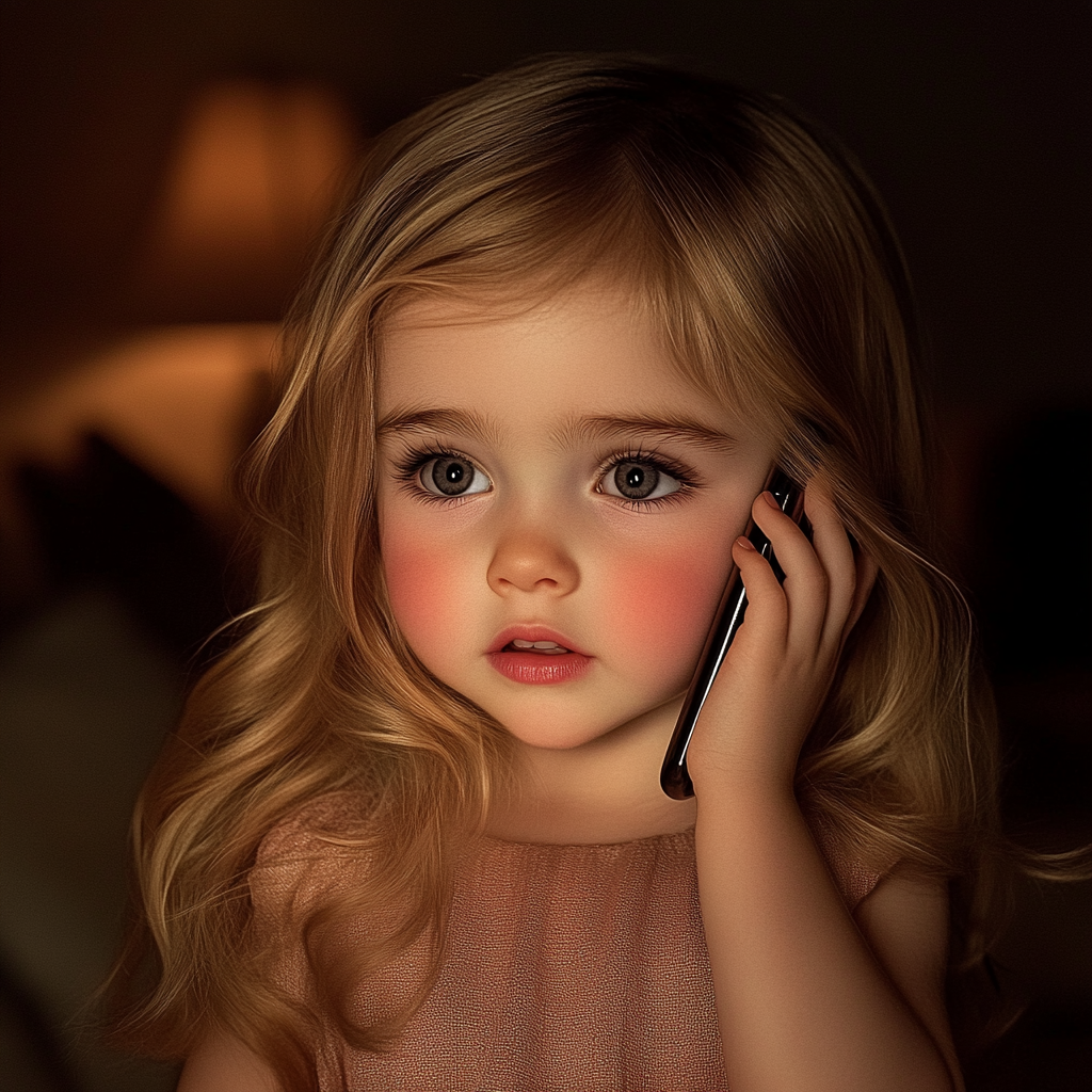 Une petite fille qui parle au téléphone | Source : Midjourney