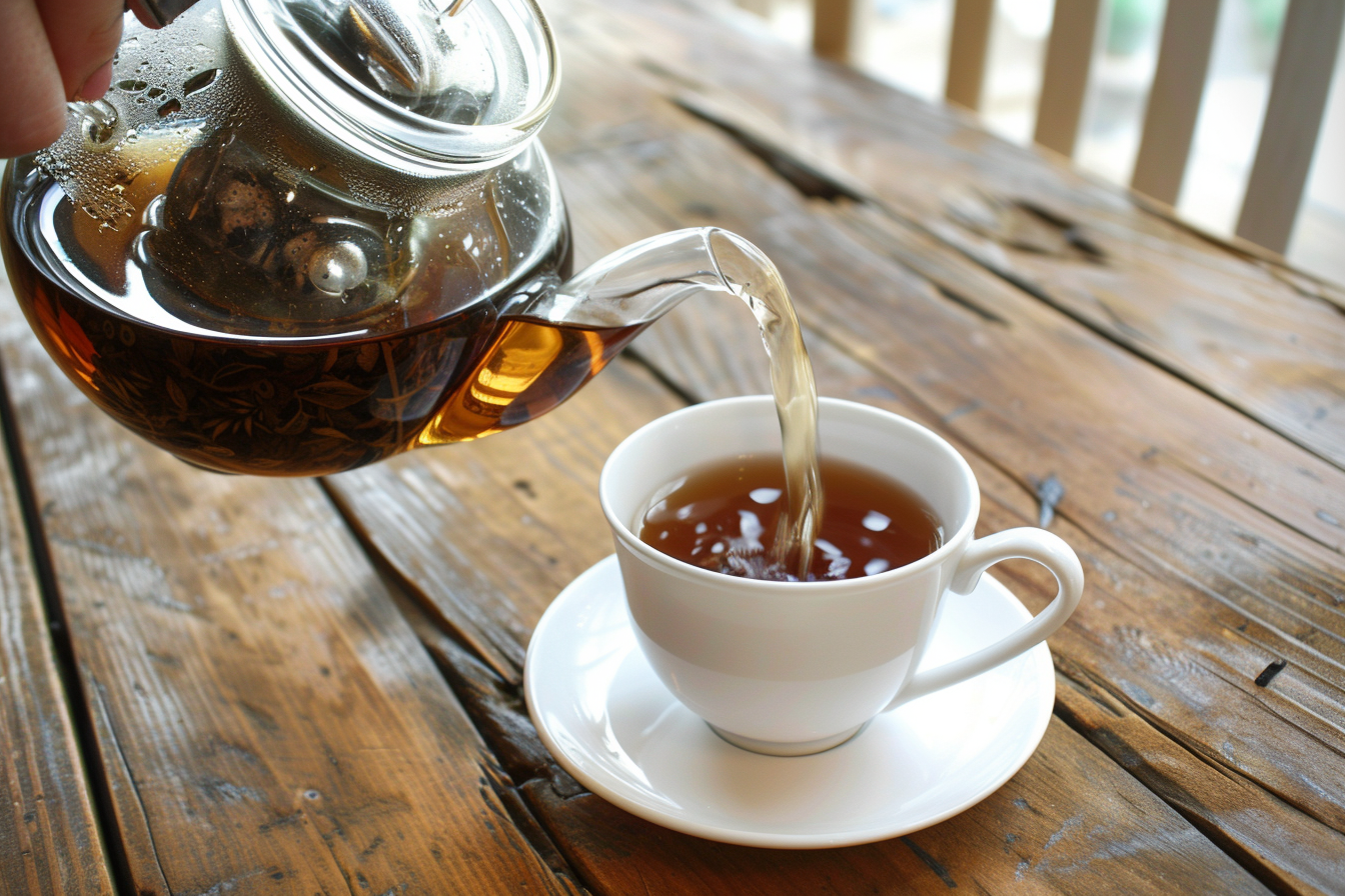 Une personne versant du thé dans une tasse | Source : Midjourney