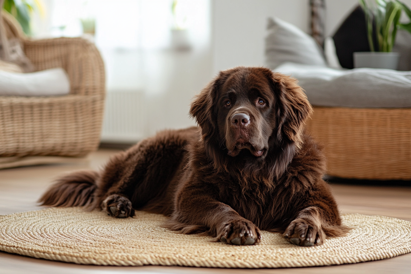 Un chien couché sur un tapis | Source : Midjourney