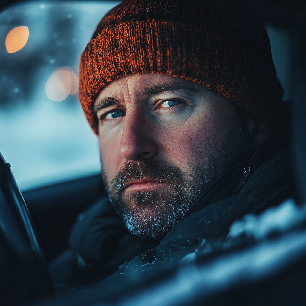 A serious man sitting in his car | Source: Midjourney