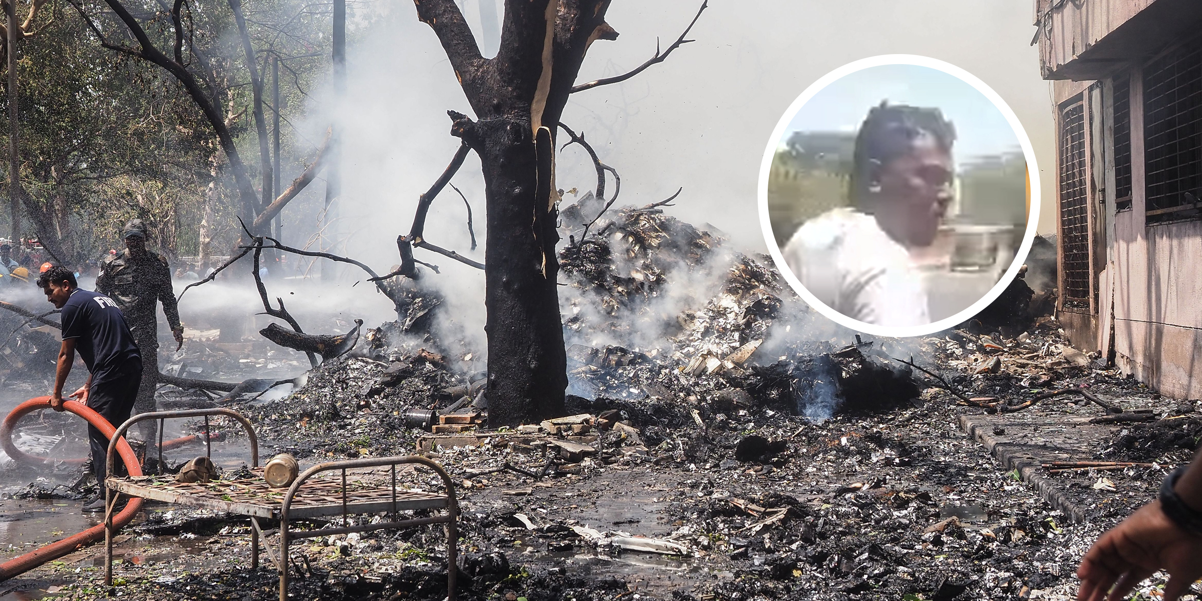 Personnel d'urgence travaillant sur le site de l'accident de l'avion d'Air India | Vishwash Kumar Ramesh | Source : Getty Images | Source : Youtube/IndiaTodayNE