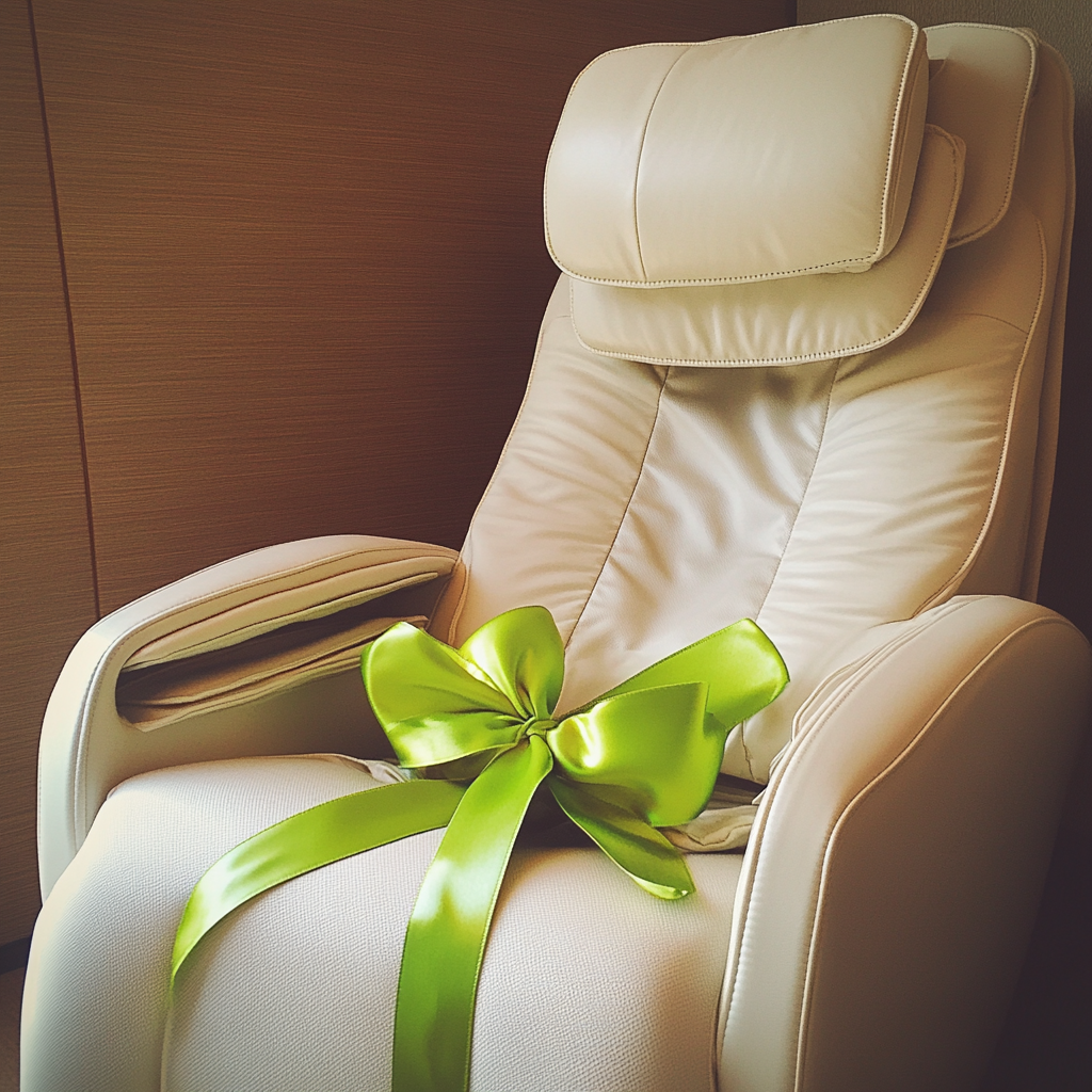 Un fauteuil inclinable avec un nœud vert | Source : Midjourney