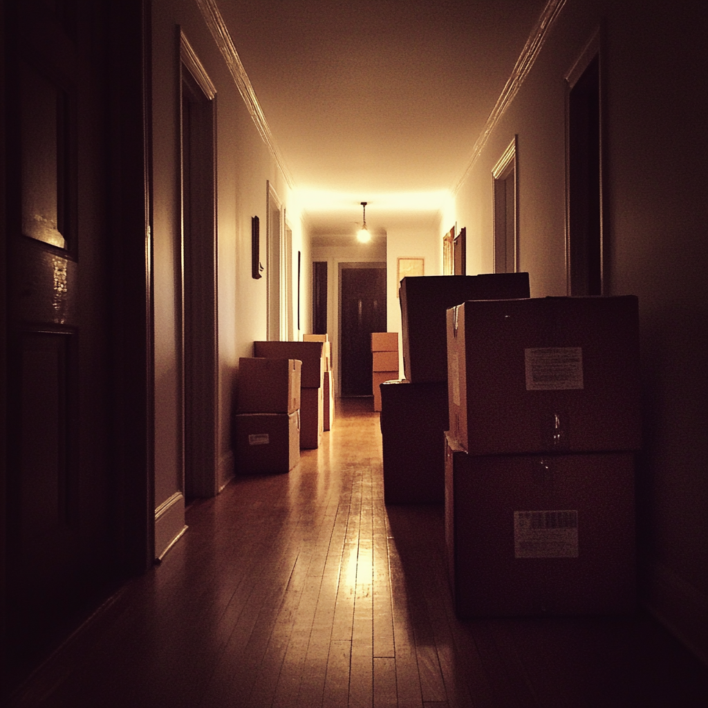 Des cartons dans un couloir | Source : Midjourney