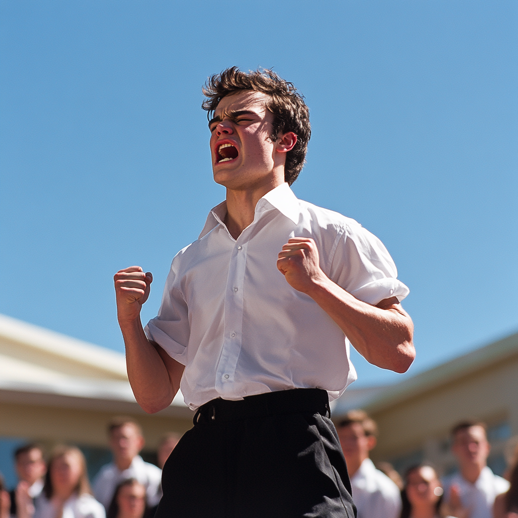 Un homme en colère lors d'une remise de diplôme | Source : Midjourney