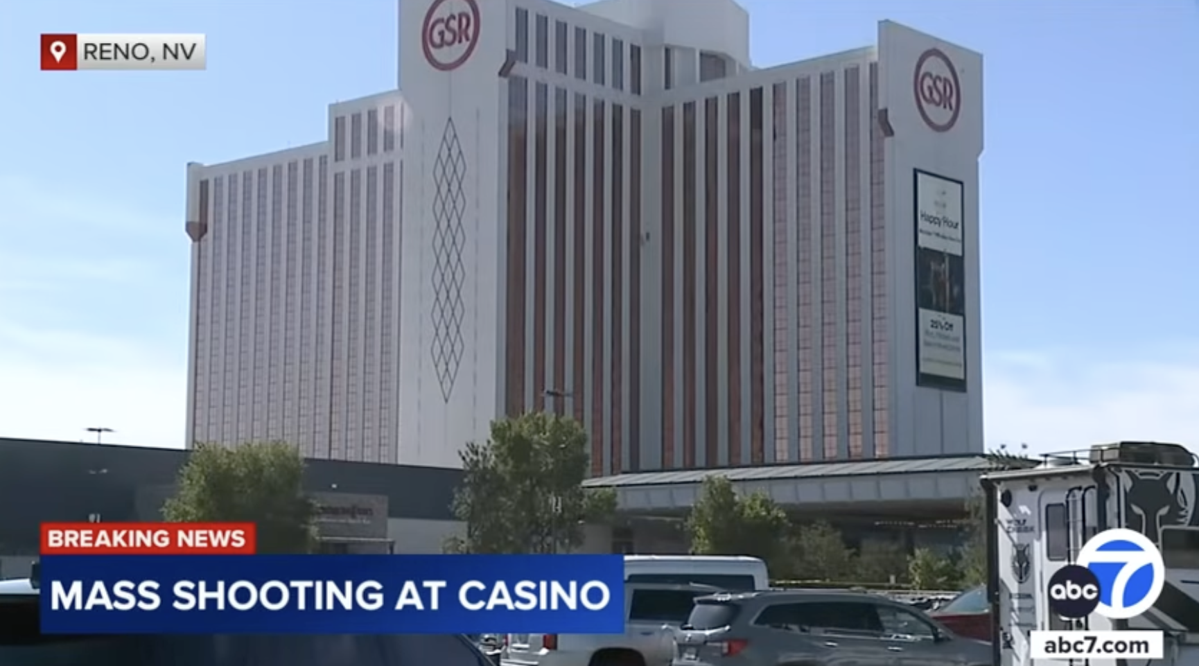 La façade de l'hôtel Grand Sierra à Reno, dans le Nevada, affichée le 28 juillet 2025 | Source : YouTube/ABC7