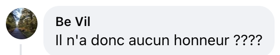 Capture d'écran du commentaire d'un internaute I Source : Facebook