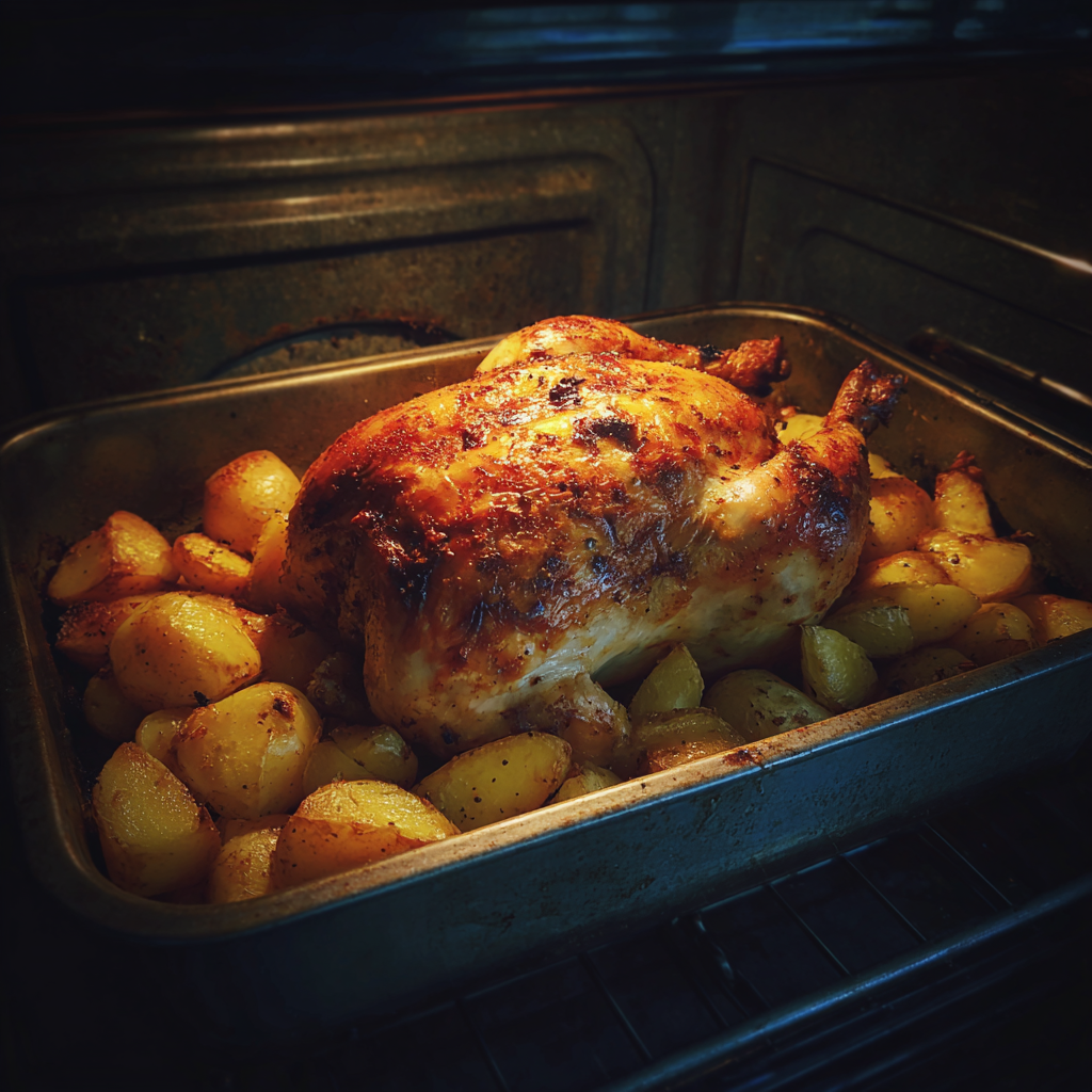 Un poulet rôti dans un four | Source : Midjourney