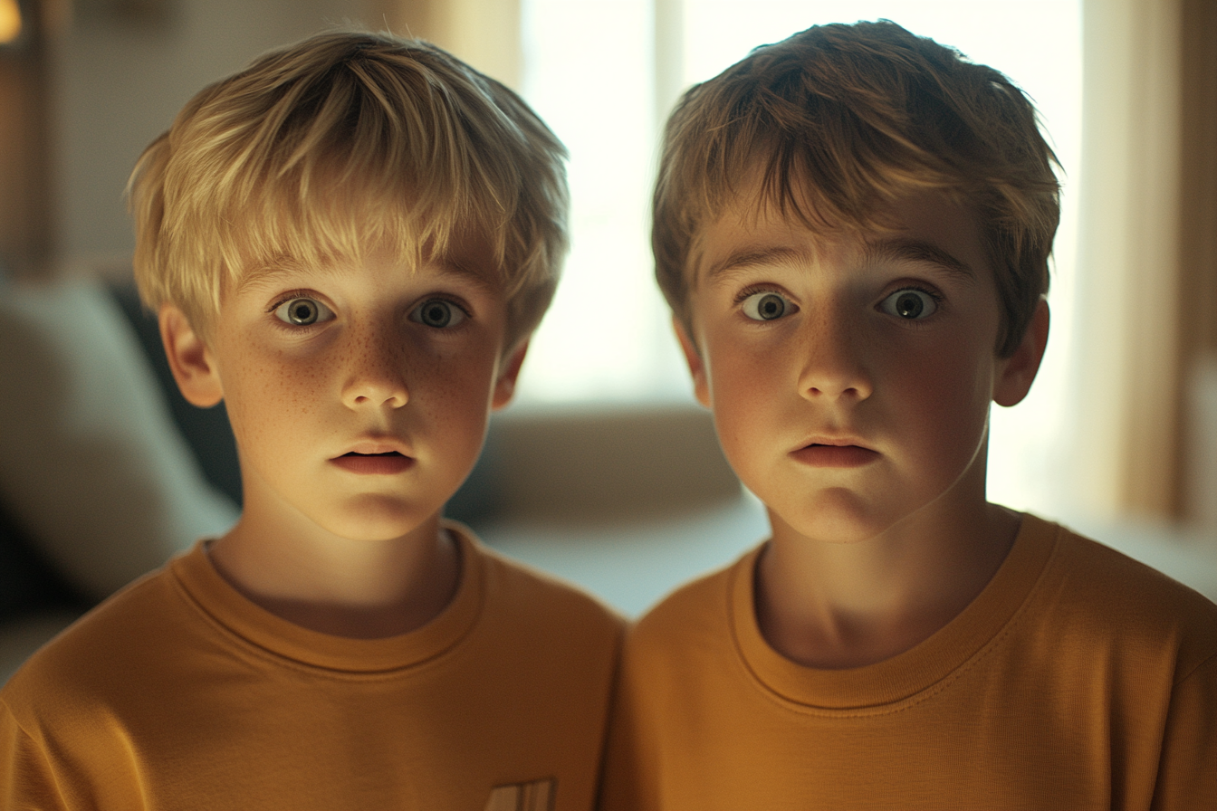 Deux enfants se tiennent ensemble | Source : Midjourney