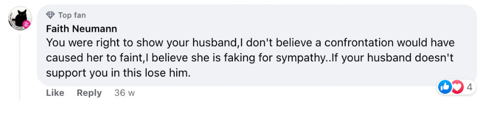 Un utilisateur validant la décision de la femme d'en parler à son mari | Source : Facebook.com/Bored Panda