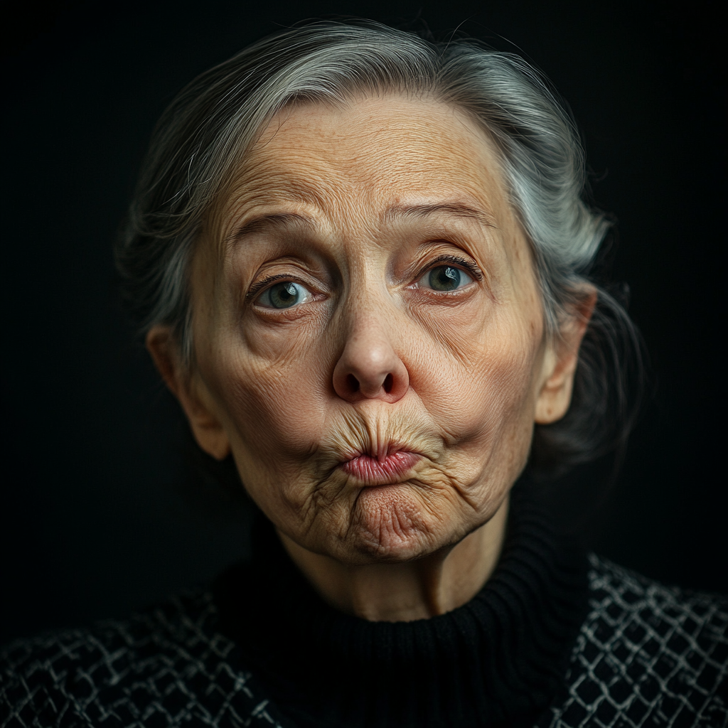 Une femme avec les lèvres serrées l'une contre l'autre | Source : Midjourney