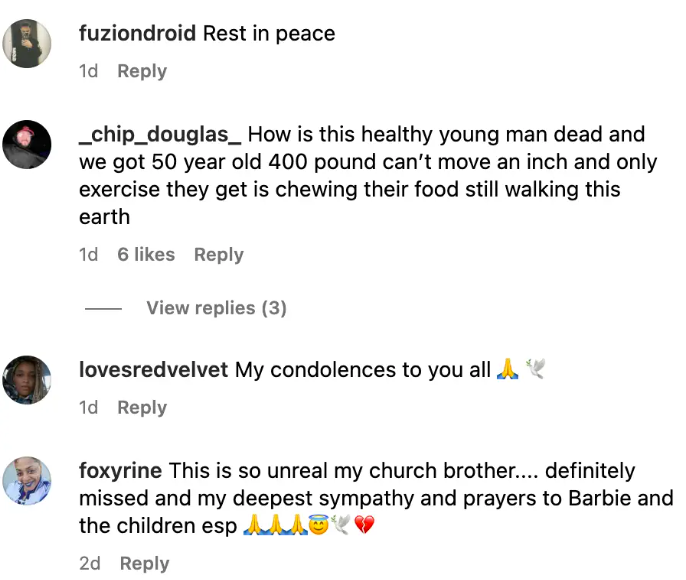 Commentaires de fans sur feu Cedric "Beastie" Jones, datés du 13 septembre 2023 | Source : Instagram/_cedricjones
