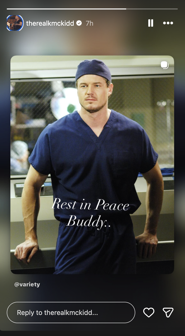 Hommage de Kevin McKidd à Eric Dane, partagé via son compte Instagram Story, publié en février 2026. | Source : Instagram/therealkmckidd
