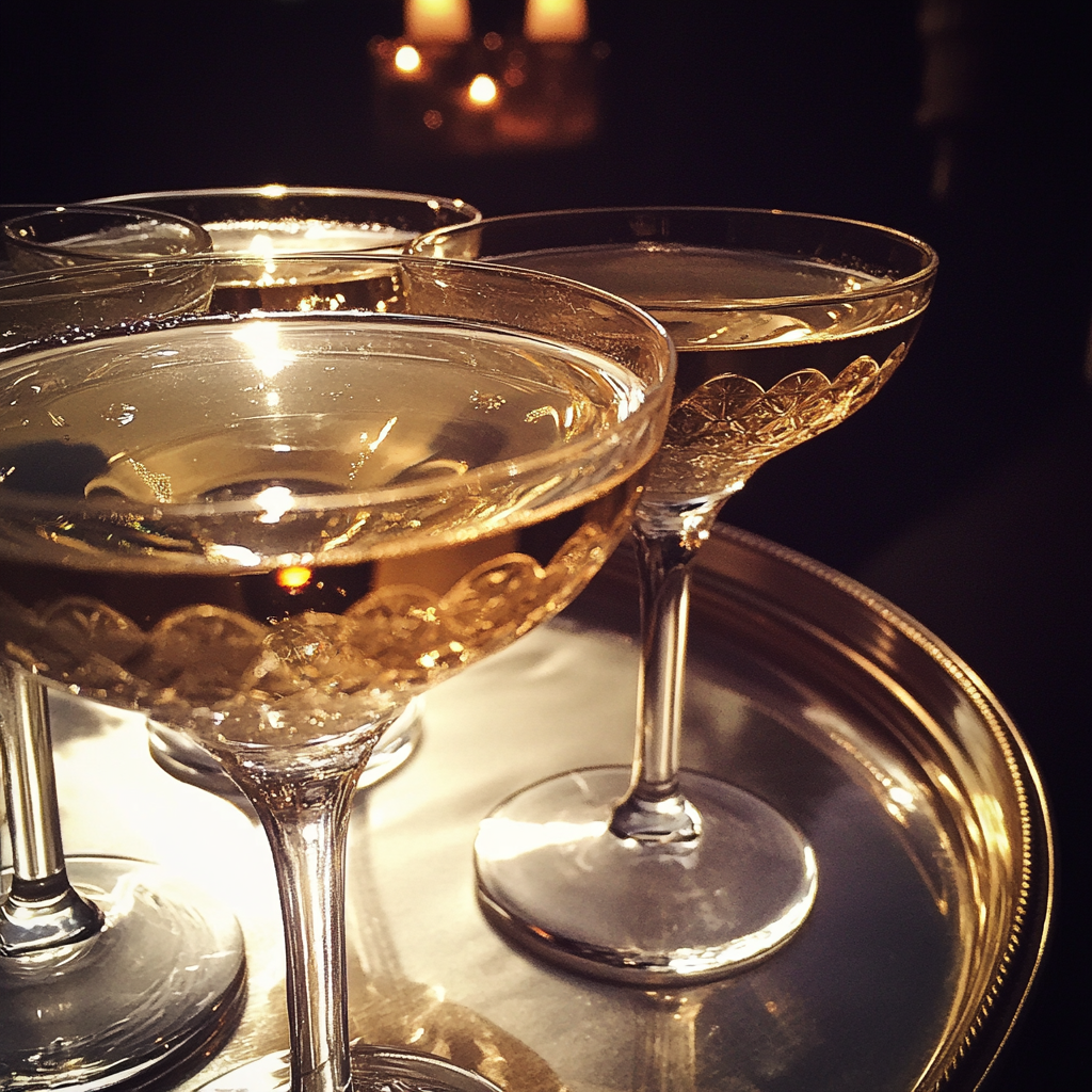 Un plateau de coupes de champagne | Source : Midjourney