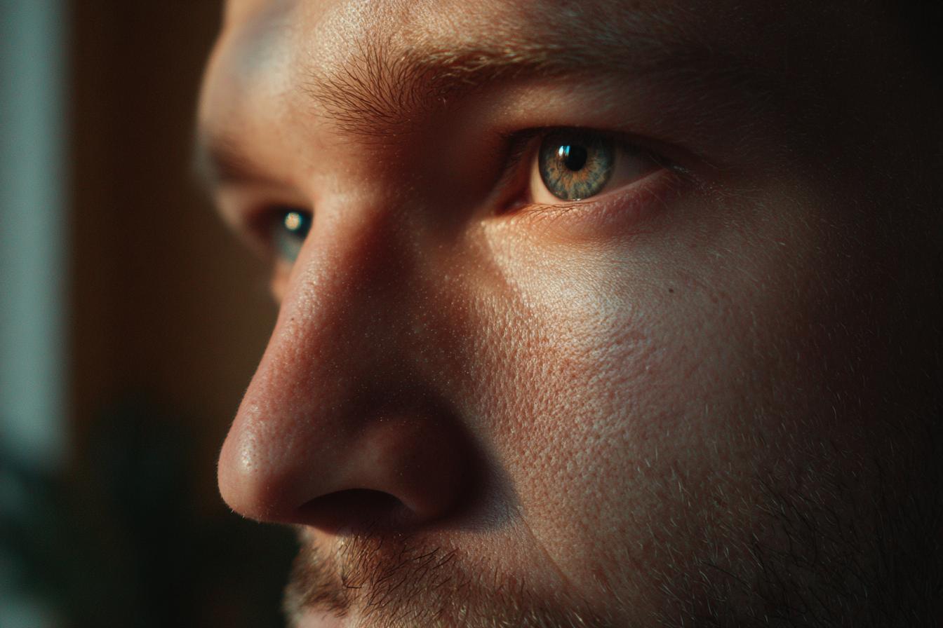 Un gros plan du visage d'un homme | Source : Midjourney