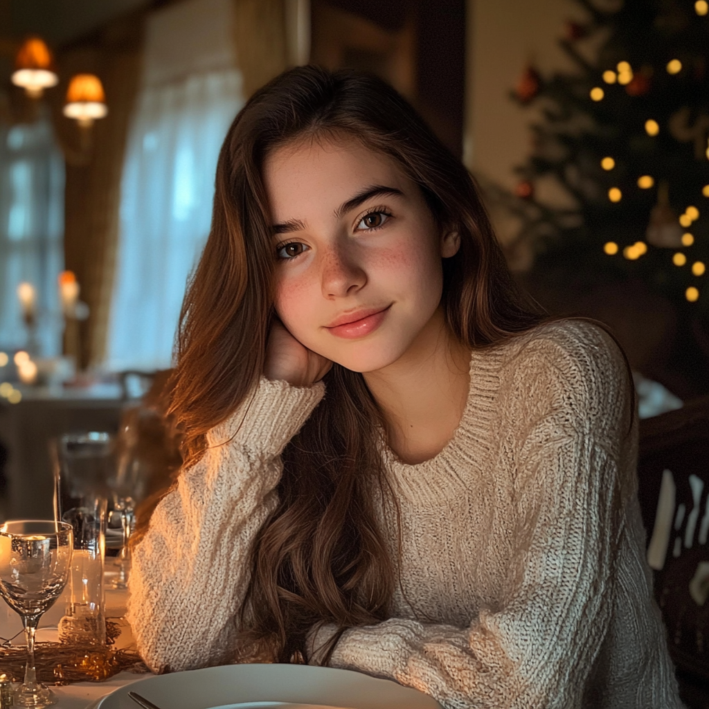 Une adolescente assise à une table | Source : Midjourney