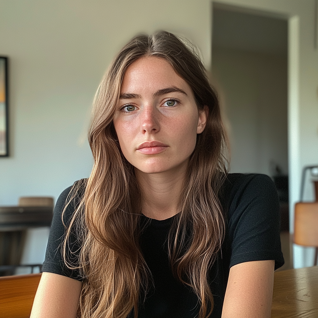 Une femme assise à une table à manger | Source : Midjourney