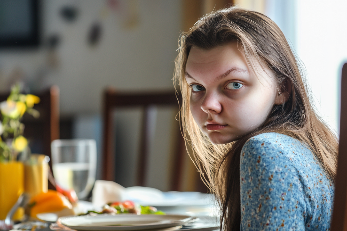 Une adolescente à table | Source : Midjourney