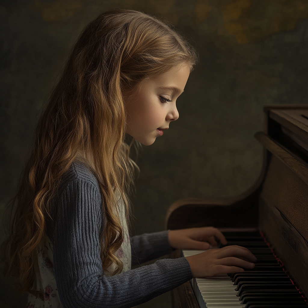 Une jeune fille jouant sur le piano | Source : Midjourney