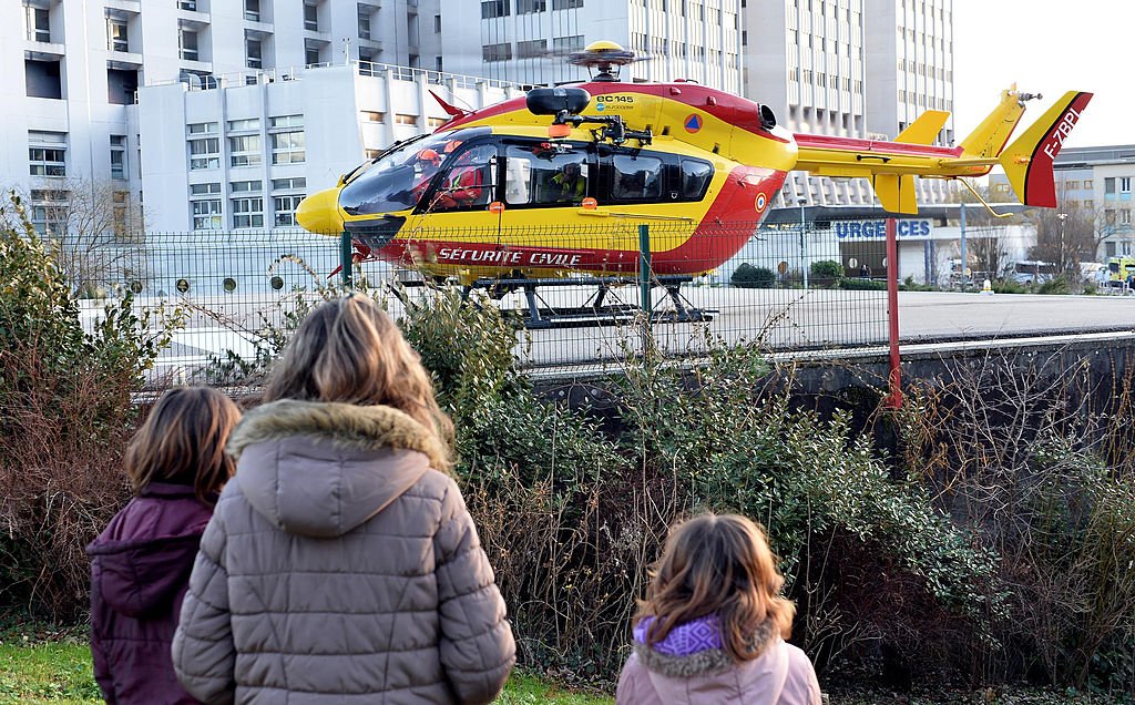 L'hélicoptère transportant Michael Shumacher le jour de son accident. І Source : Getty Images