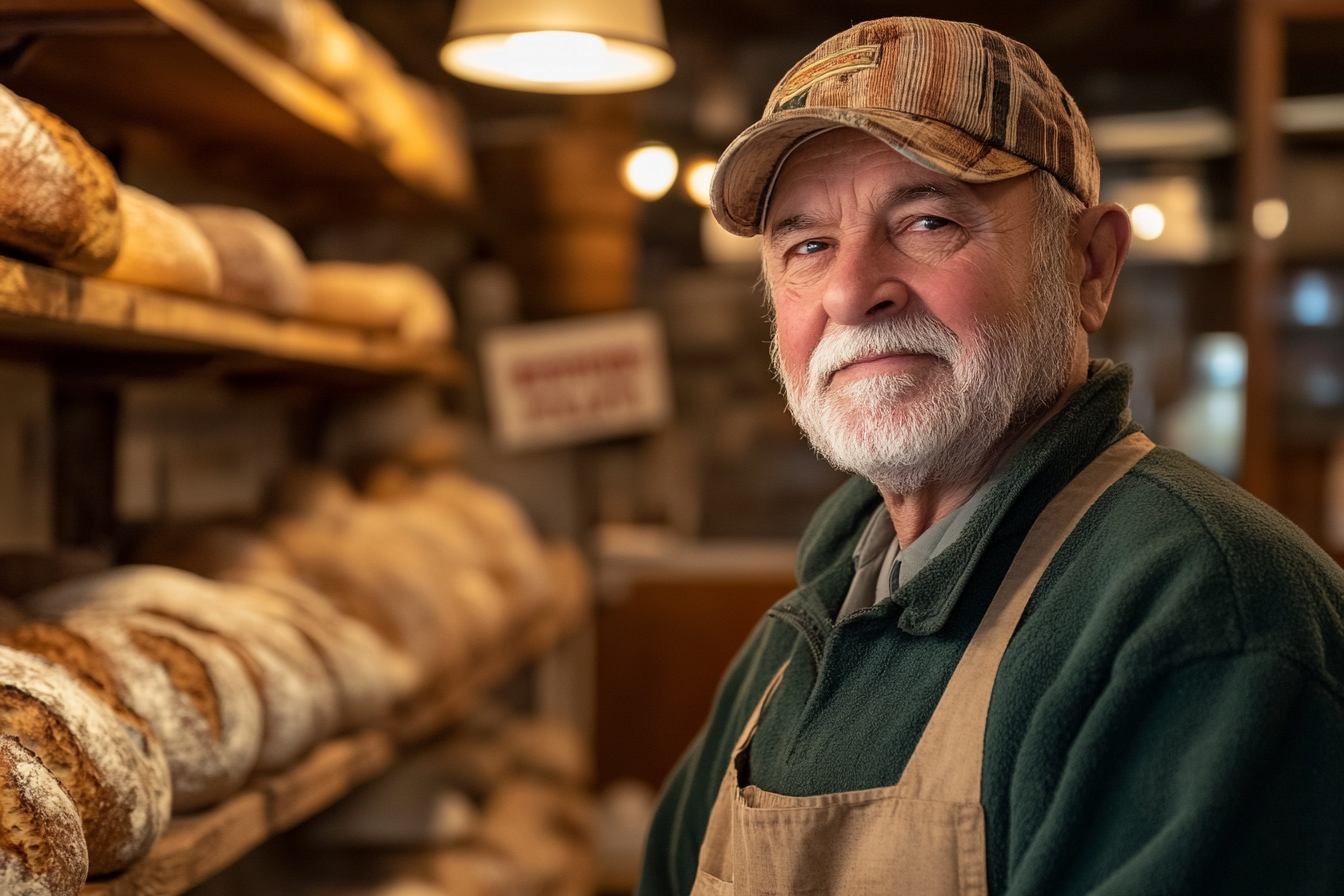Un homme debout dans sa boulangerie | Source : Midjourney