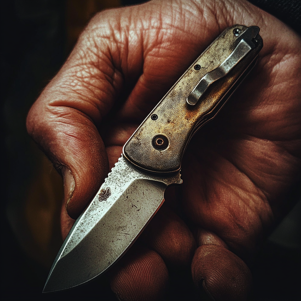 A man holding a pocket knife | Source: Midjourney