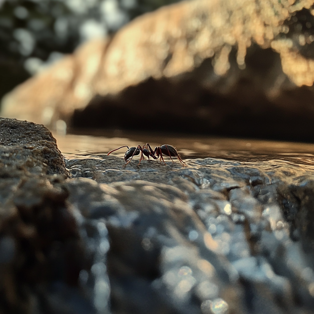 Une fourmi sur un rocher | Source : Midjourney