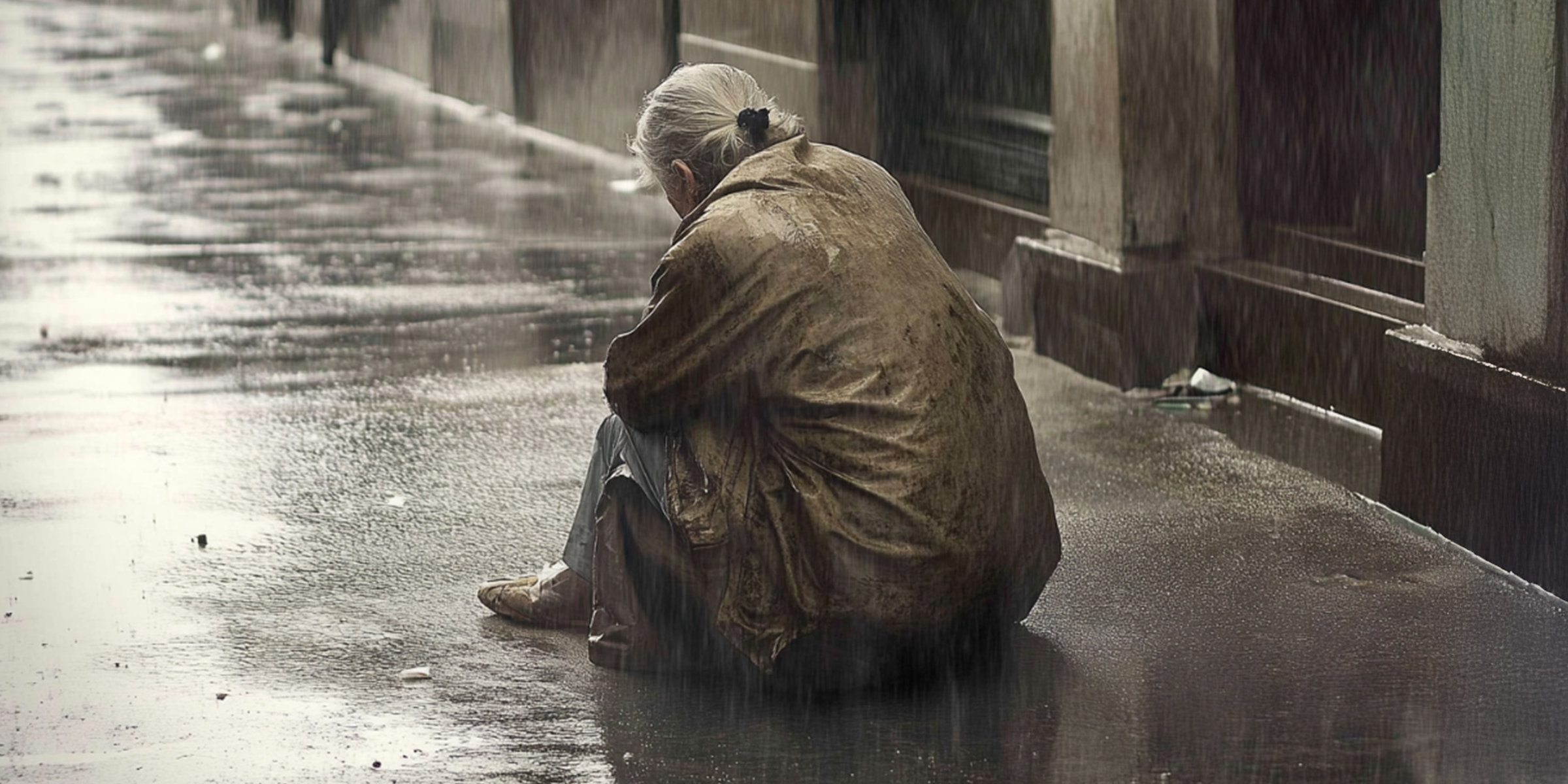 Une femme assise par terre sous la pluie | Source : AmoMama