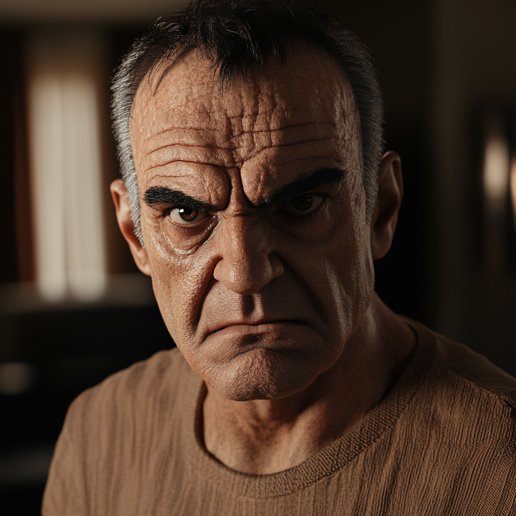 Un homme qui regarde droit devant lui | Source : Midjourney