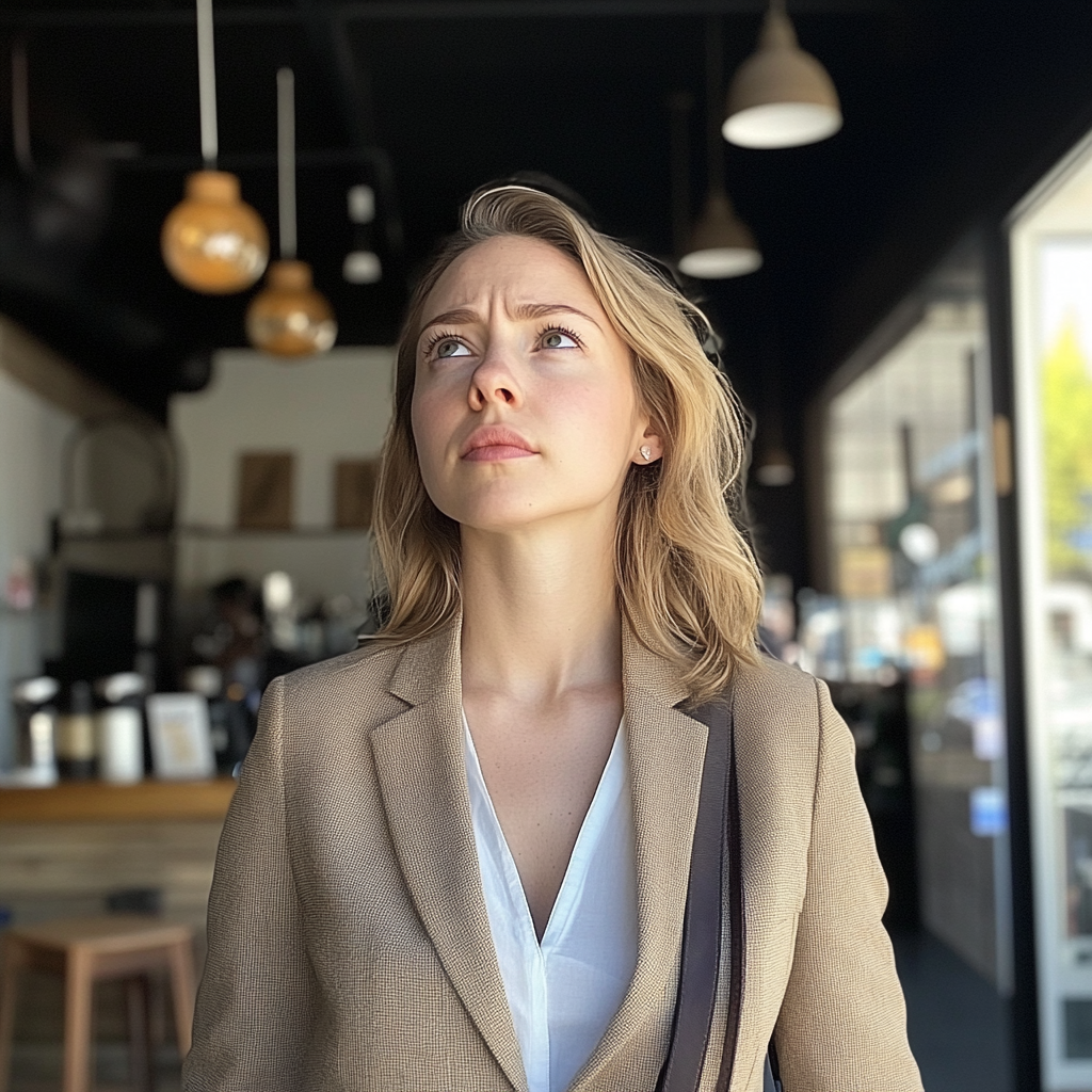 Une femme dans un café | Source : Midjourney