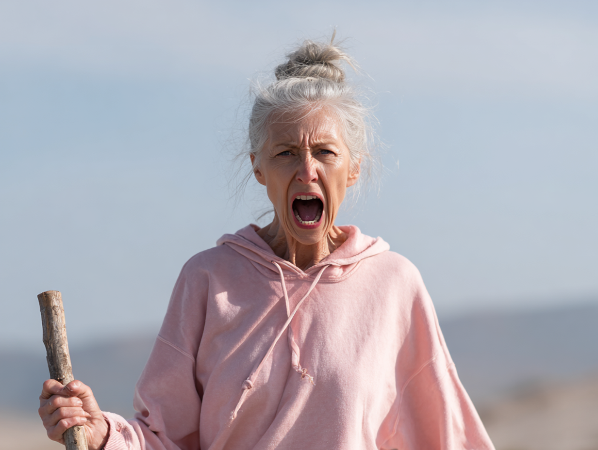 Une vieille femme qui crie | Source : Midjourney
