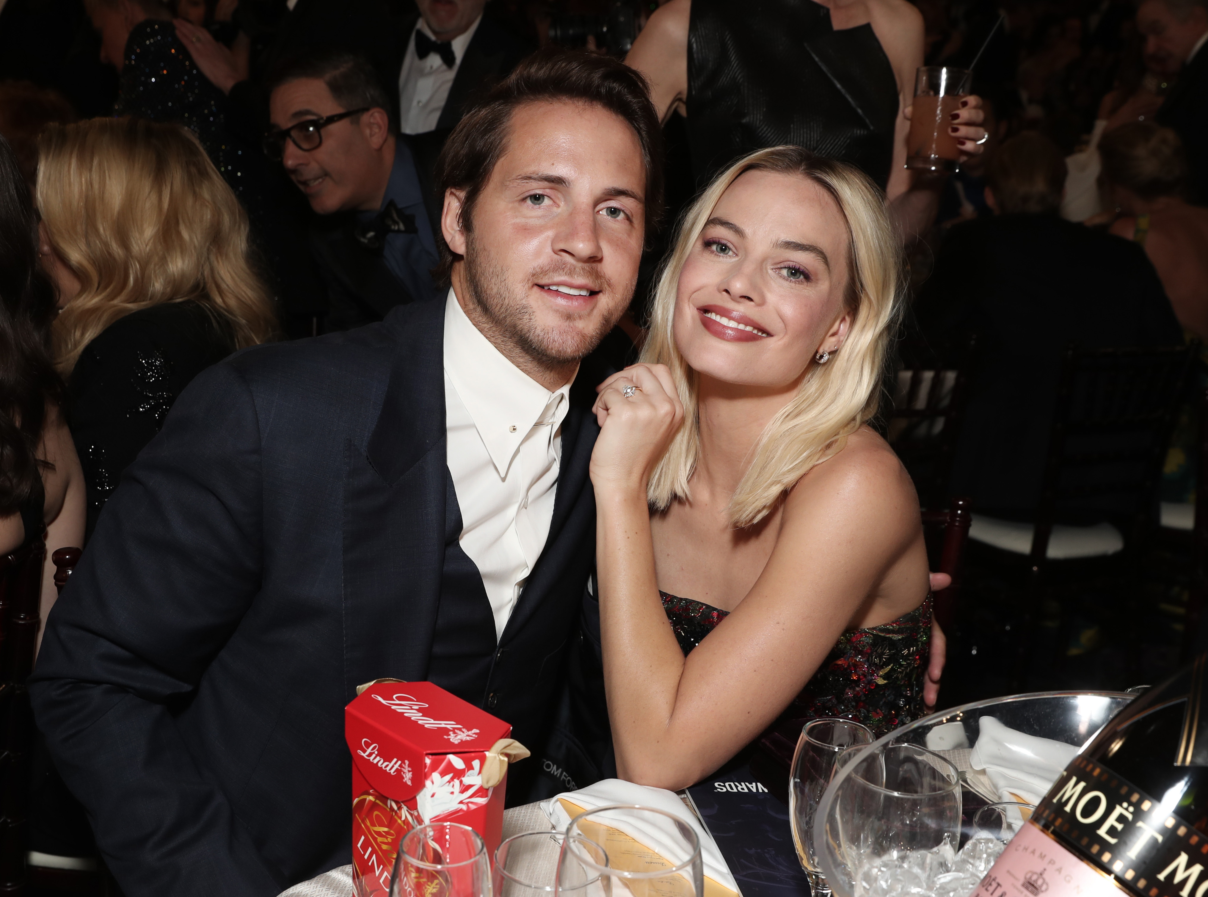 Tom Ackerley et Margot Robbie lors de la 77e cérémonie annuelle des Golden Globe Awards qui s'est tenue à l'hôtel Beverly Hilton, le 5 janvier 2020 | Source : Getty Images